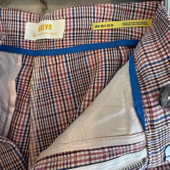 Anthropologie Maeve The Avery Pleated Wide-Leg Trousers Plaid Edition - Picture 5 of 5